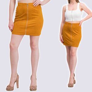 GUESS Faux Suede Front Zip Skirt Sz XS